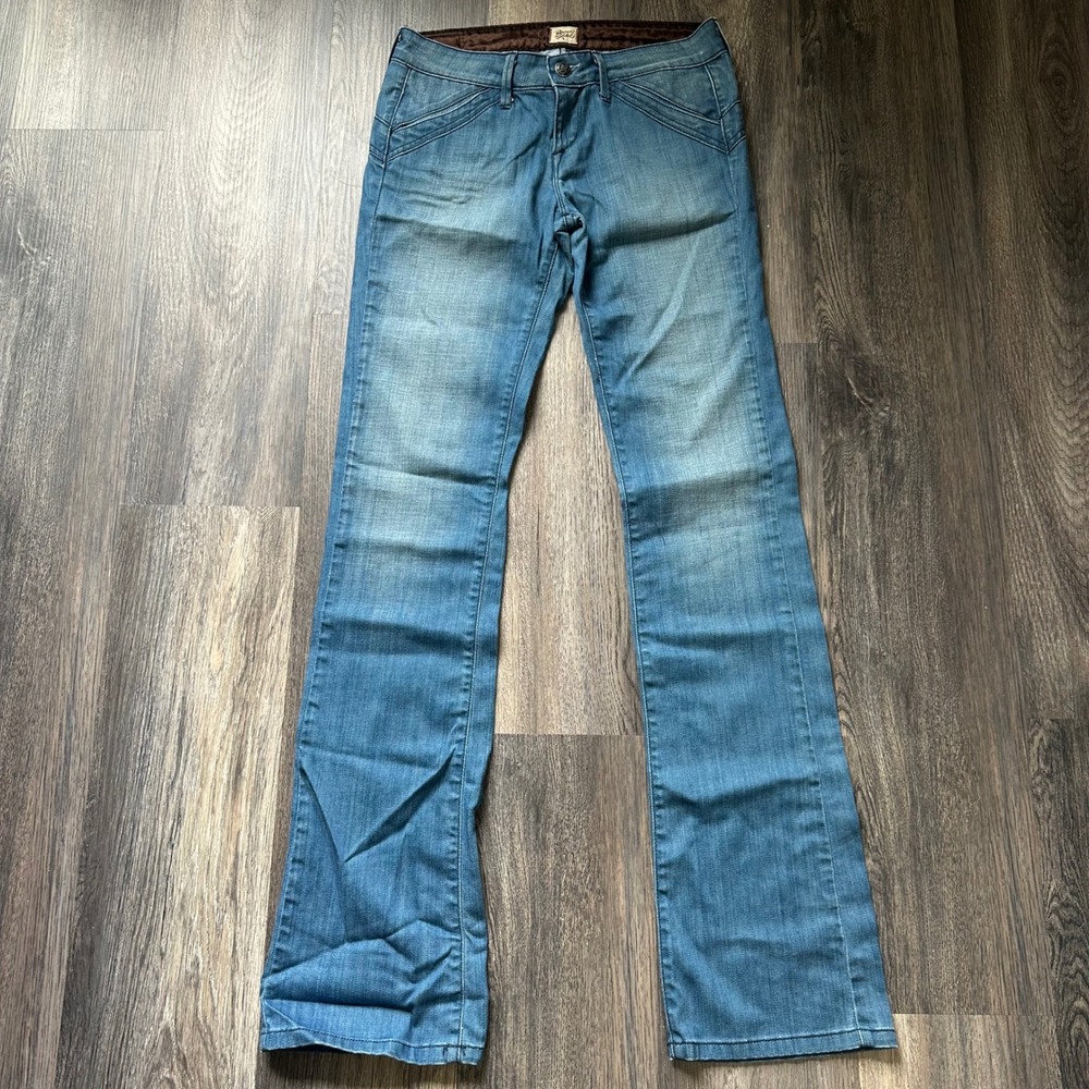 Brown‎ Label Los Angeles Blue Bootcut Jeans Size 26 Made in USA Satin Waistband
